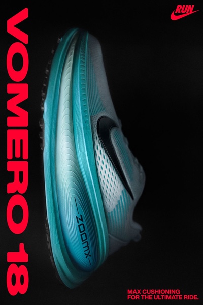 running shoes, athletic shoes, road running shoes, cushioned sneakers, performance sneakers, training shoes, product launch, brand awareness, modern typography, editorial, bold, energetic, black, blue, red